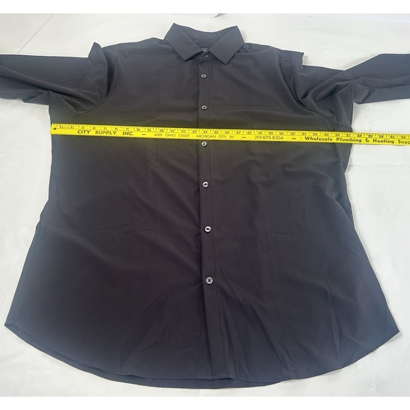 Mizzen + Main Leeward 2XL Standard Fit Solid Black Long Sleeve Button Down - Picture 5 of 8